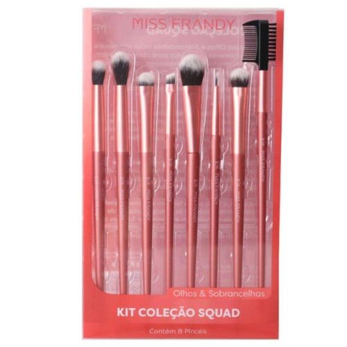 Kit 8 Pincéis Multifuncionais Aplicação Precisa E Acabamento Perfeito Linha Squad Miss Frandy