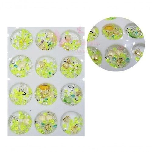 Kit 12 Pedra Cristal Brilho Unhas Arte Folha Ouro Decoração