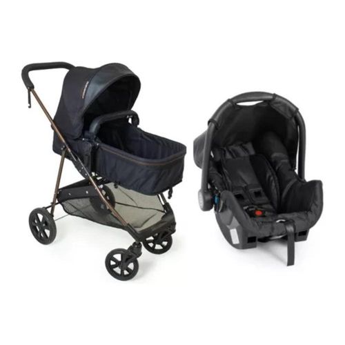 Carrinho Bebê Galzerano Napoli Travel System + Bebê Conforto Preto Cobre
