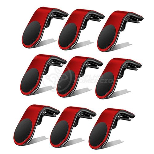 Kit 9 Suporte Adaptador Magnético Veicular Vermelho