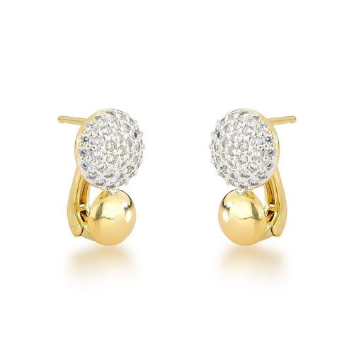 Brinco Argola Cravejada Com Detalhe Polida Banhada A Ouro 18k