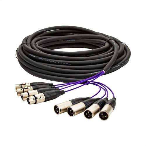 Multicabos Com Conectores Xlr 4 Vias - Amphenol 7 Metros