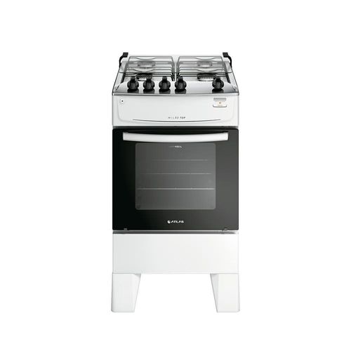 Fogão 4 Bocas Atlas Milão Top Branco Com Mesa De Inox A Gás Bivolt