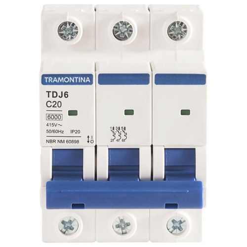 Minidisjuntor Tdj6ka 3 P 20 A Curva C Tramontina