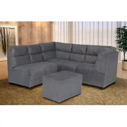 Estofado De Canto Parana Com Puff 4037 Cinza