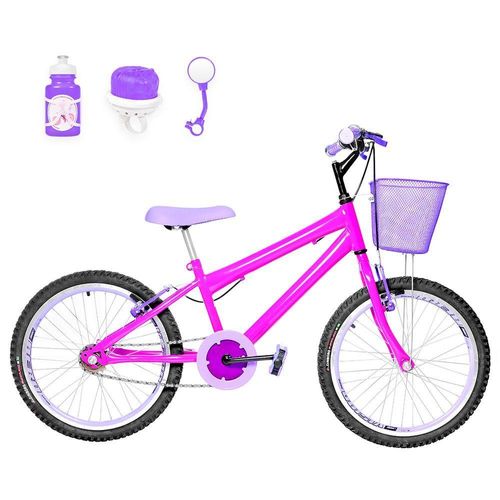 Bicicleta Infantil Aro 20 Aero + Kit Passeio Pink E Lilás