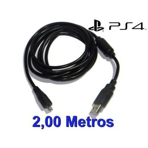 Kit 2 Cabos Usb Ps4 Playstation 4 Para Carregar Controle 2m
