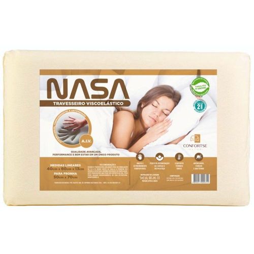 Travesseiros Nasa Viscoelástico Médio 60x40 Cm