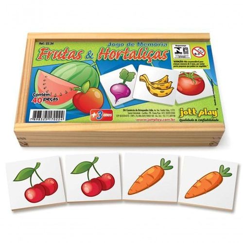 Brinquedo Educativo Jogo De Memória Frutas E Hortaliças 40 Peças - Jottplay