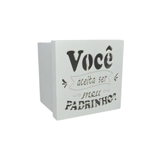 Caixa Tampa De Sapato P/ Convite De Padrinhos P/1 Caneca Em Pé (12x12x11) Padrinho - Branco