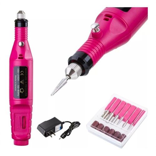 Lixadeira Lixa Motor Unha Elétrica Profissional Bivolt Rosa