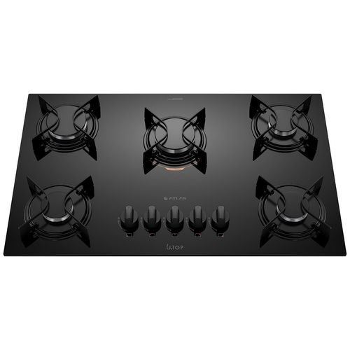 Cooktop 5 Bocas Preto com Mesa de Vidro Atlas U Top Bivolt