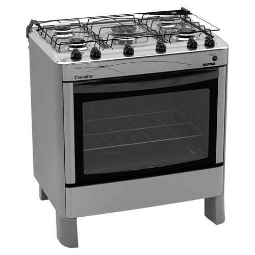 Fogão Esmaltec ágata 5B Inox Limpa Fácil Automático
