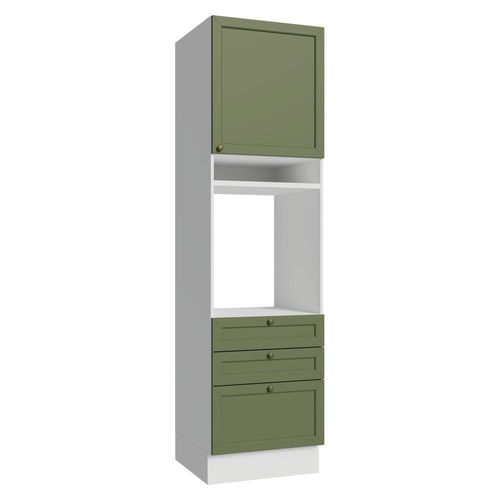 Torre Quente 60 Cm 1 Porta 3 Gavetas Branco/verde Vik Madesa Branco/verde
