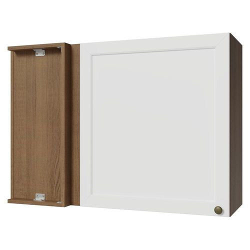 Armário Aéreo De Canto 1 Porta Rustic/branco Vik Madesa Rustic/branco