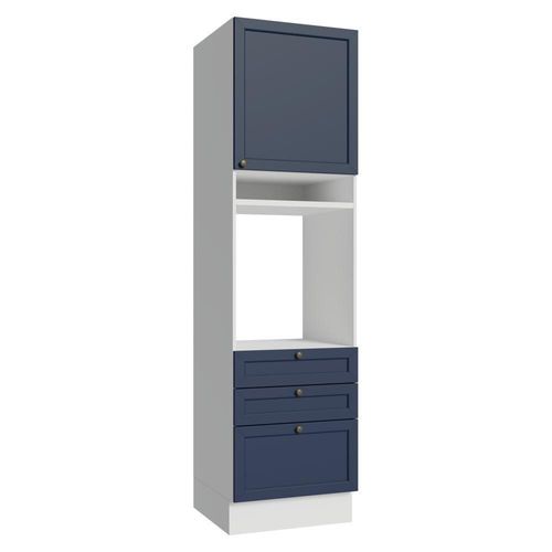 Torre Quente 60 Cm 1 Porta 3 Gavetas Branco/azul Vik Madesa Branco/azul