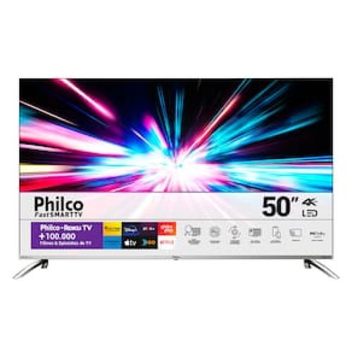 Smart TV 50 LED UHD 4K Philco PTV5 0G7PR2CSB com HDMI, USB, Wi-Fi e Dolby Audio