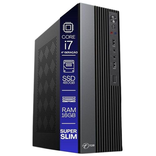 Computador Tob Slim Compacto 4ª Geração Intel Core I7 Ssd 480gb Memória 16gb Windows 10 Trial Desktop Pc Cpu
