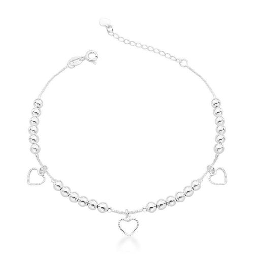Pulseira Bolas Delicadas Com Coração Prata 925