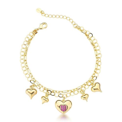 Pulseira De Corações Banhada Em Ouro 18k - Joia Banhada Com Toque De Amor
