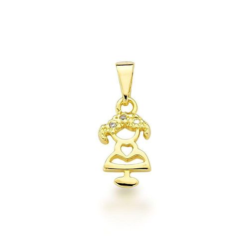 Pingente Filhos Delicados Com Zirconias Banhados A Ouro 18k