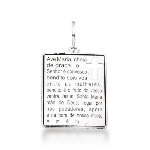 Pingente Unissex Ave Maria Laser Prata 925