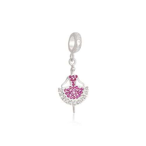 Pingente Bailarina Rosa Prata 925
