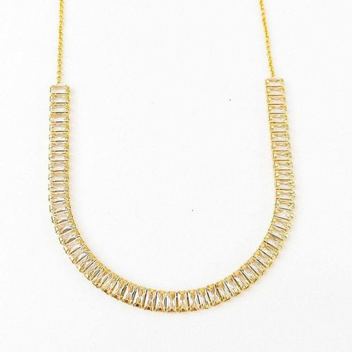 Colar Choker Riviera Cristal 7mm Banhada A Ouro 18k
