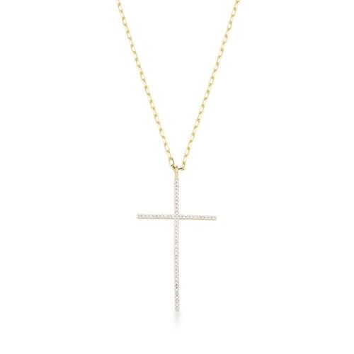 Luxo Sagrado: Colar Banhado Em Ouro 18k Com Crucifixo Detalhado Em Zircônia