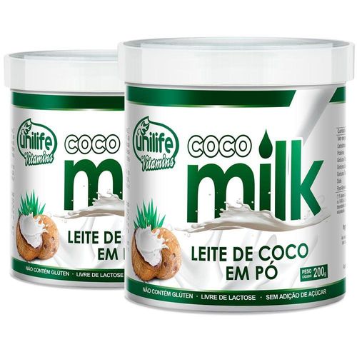 Kit 2 Coco Milk Unilife Leite De Coco Em Pó 200g