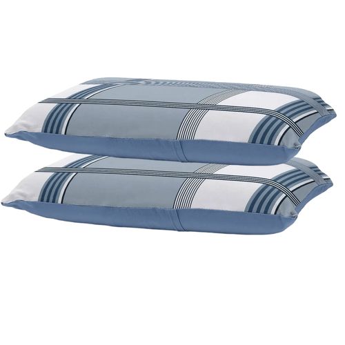 Par de Fronha Buettner Malha 100 Algodão Basic Oliver Estampada 50cmx70cm Azul