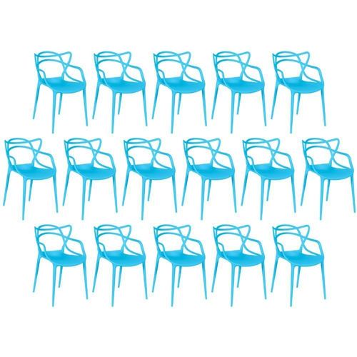Kit 16 Cadeiras De Jantar Allegra Design Empilhável - Azul