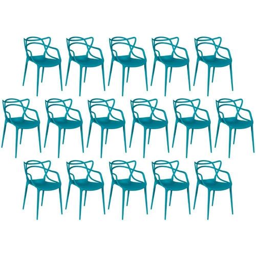 Kit 16 Cadeiras De Jantar Allegra Design Empilhável - Turquesa