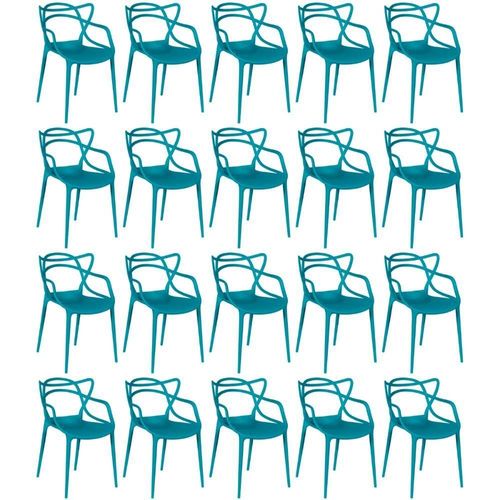 Kit 20 Cadeiras De Jantar Allegra Design Empilhável - Turquesa