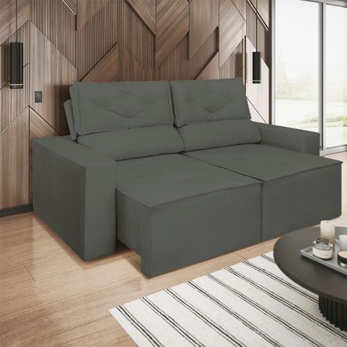 Sofá Reclinável Retrátil Luxo 2 Lugares 1,80m Balaqui Decor Cinza