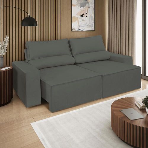Sofá Reclinável Retrátil 2 Lugares Com Molas Balaqui Decor Cinza