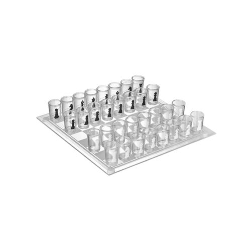 Jogo de Xadrez Shot Drink 35x35 Tabuleiro de Vidro - Western