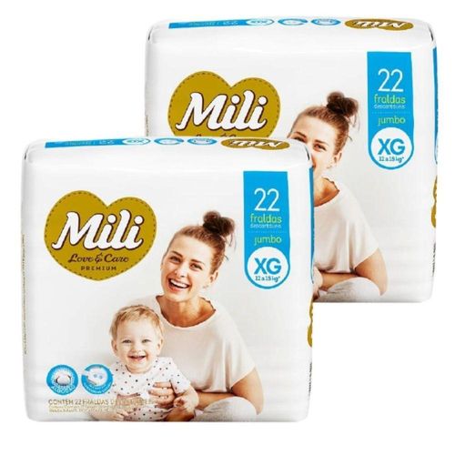 Fralda Descartável Mili Love & care Tam: Xg 2 Pacotes com 22