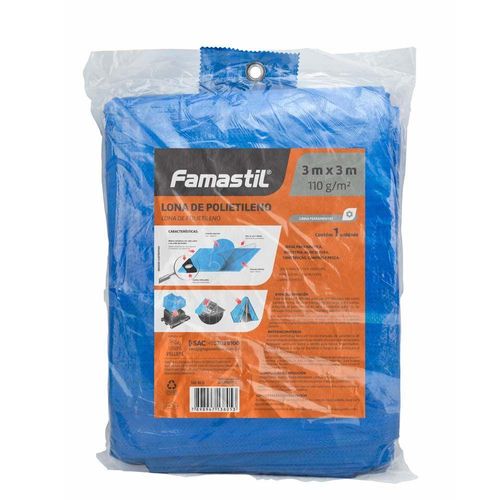 Lona Polietileno 3x3m Cantos Reforçados Azul Famastil