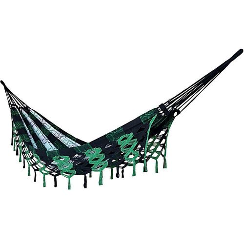 Rede Grande Luxo De Dormir P/ Casal 4,40 Metros Várias Cores Cor:Verde Com Preto