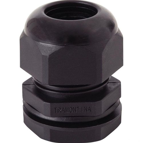 Conector Prensa-cabo 1/2 Polegada Tramontina Em Termoplástico Preto Com Bucha Tramontina
