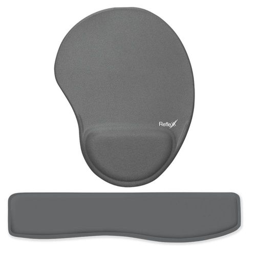 Kit Ergonômico Mouse Pad + Apoio De Pulso Para Teclado Cinza - Reflex