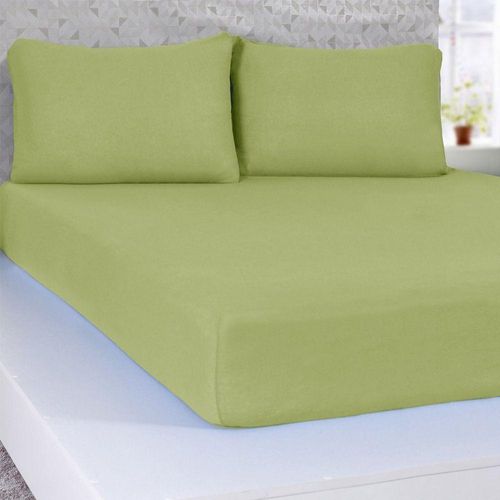 Jogo De Cama Queen Serena 3 Pçs Malha 100% Algodão 158x198x30cm Verde