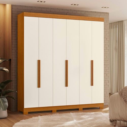 Guarda Roupa Vinci 200cm 6 Portas 3 Gavetas Com Pés Cinamomo off White