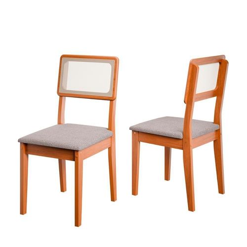 Conjunto De 2 Cadeiras De Jantar Santiago Em Tecido Boucle Cinamomo/nevoa Boucle Cinamomo/nevoa Boucle