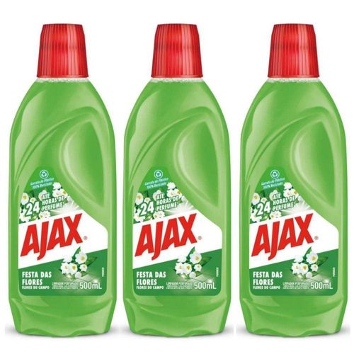 Kit 3 Limpador Ajax Festa Das Flores Flores Do Campo 500ml