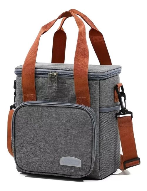 Bolsa Térmica Lancheira Alça Transversal Multiuso Moderna Reforçada Fitness Academia Trabalho Cinza
