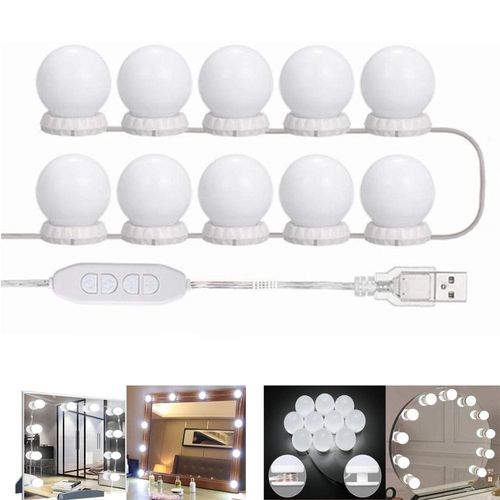 Kit 10 LAMPADAS- Luminária Led De Maquiagem Camarim Penteadeira 10 Lâmpadas