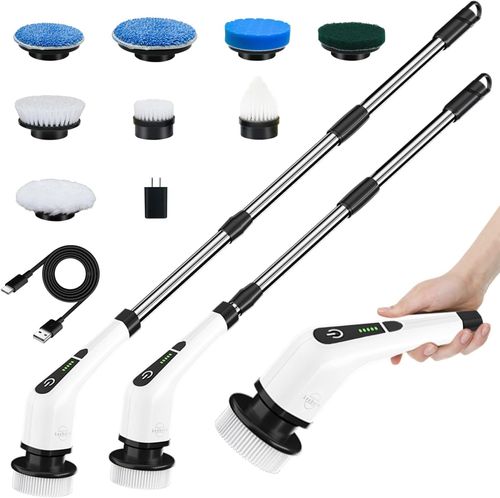 Esfregador elétrico Spin, nova escova de limpeza sem fio com 8 cabeças de escova de broca  c/plug