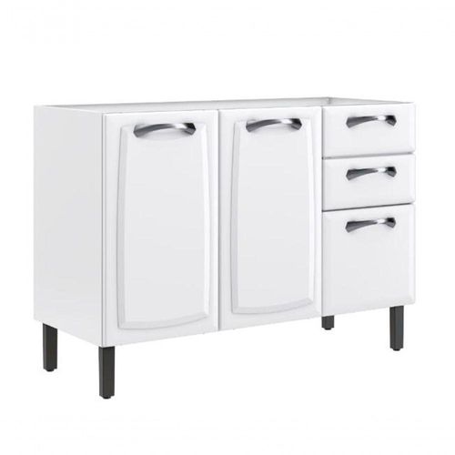 Balcão Itatiaia Em Aço New Premium 3 Portas 2 Gavetas Sem Tampo Branco
